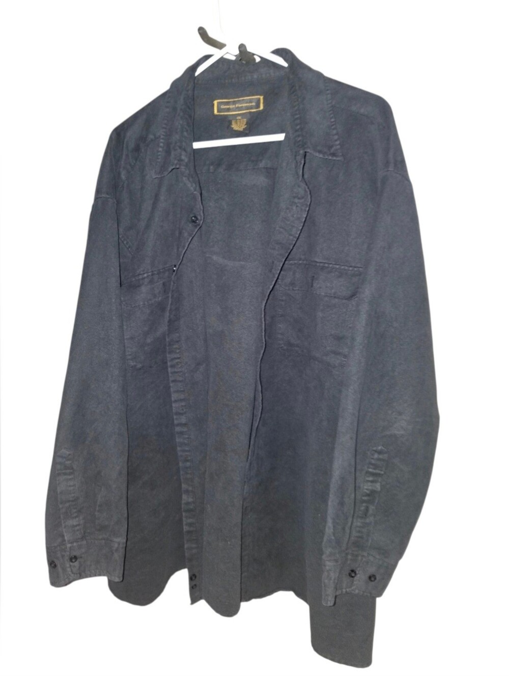 6/11/73. Men's George Foreman Casual Long-Sleeve Button Down Shirt - Black